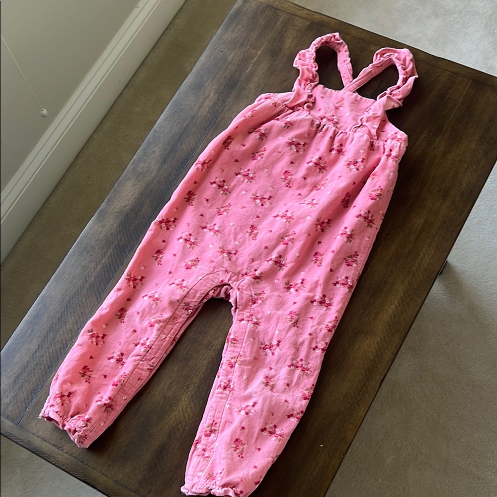 Janie and Jack Floral Corduroy Overall